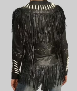 Emma Women's Western Style Black Fringed Leather Jacket NYC Jackets
