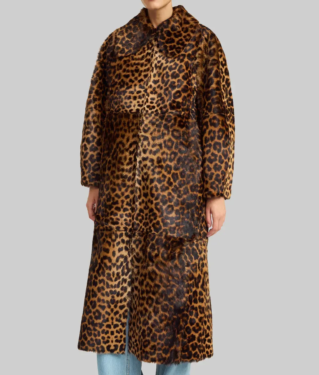 Jennifer Lawrence Leopard Print Fur Coat | NYC Jackets