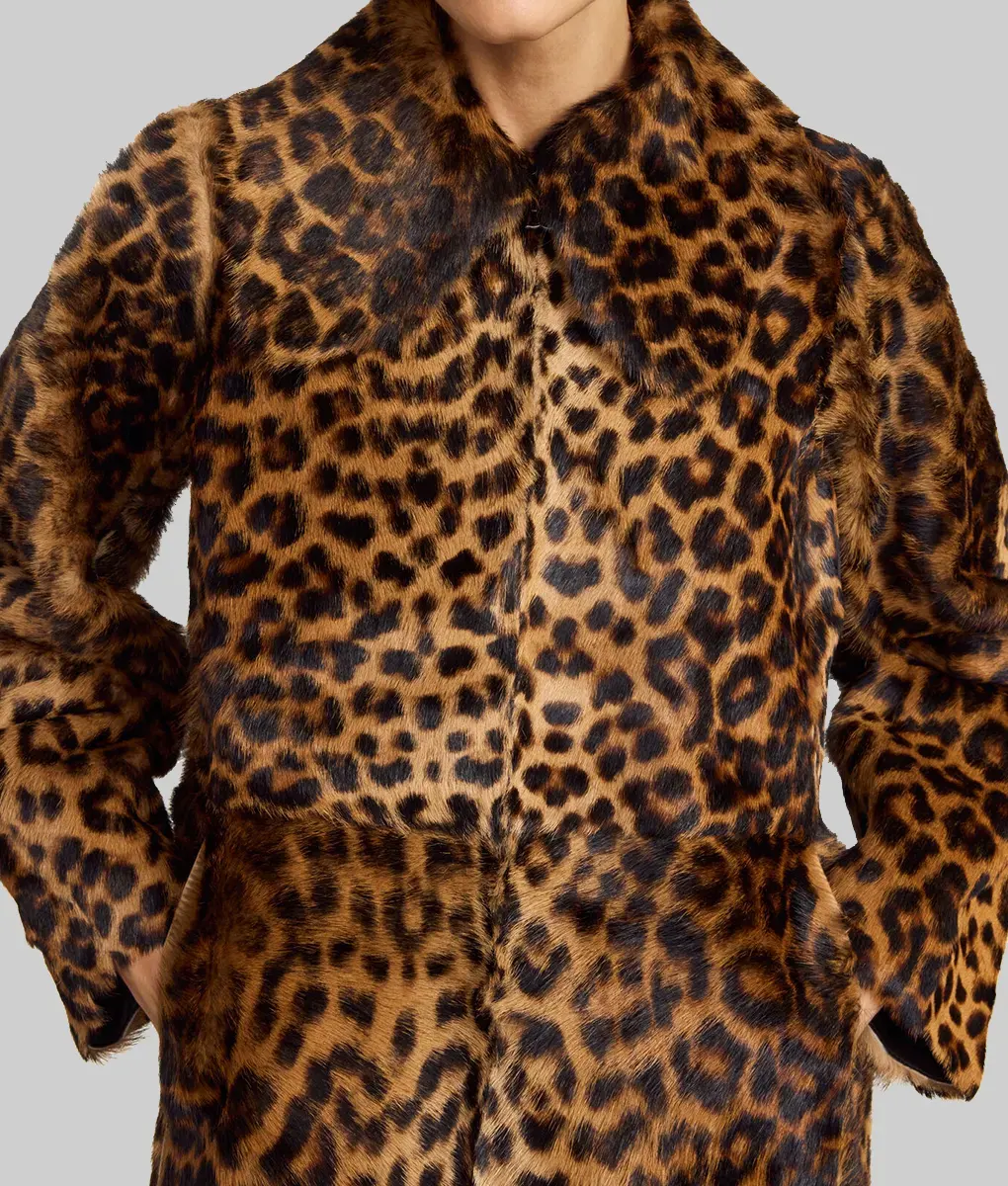 Jennifer Lawrence Leopard Print Fur Coat | NYC Jackets