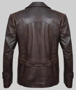 Jim Men's Double Breasted Brown Leather Peacoat NYC Jackets
