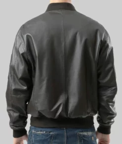 Major Men's Black MA-1 Sheepskin Leather Flight Bomber Jacket Men's MA-1 Aviator Leather Jacket NYC Jackets