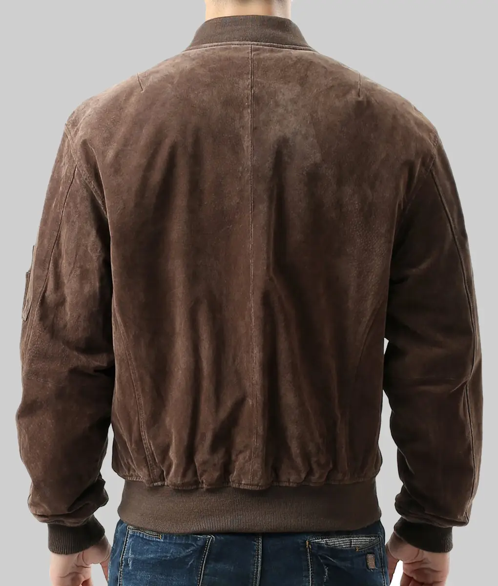 Major Men's Brown MA-1 Suede Leather Flight Bomber Jacket | Men's