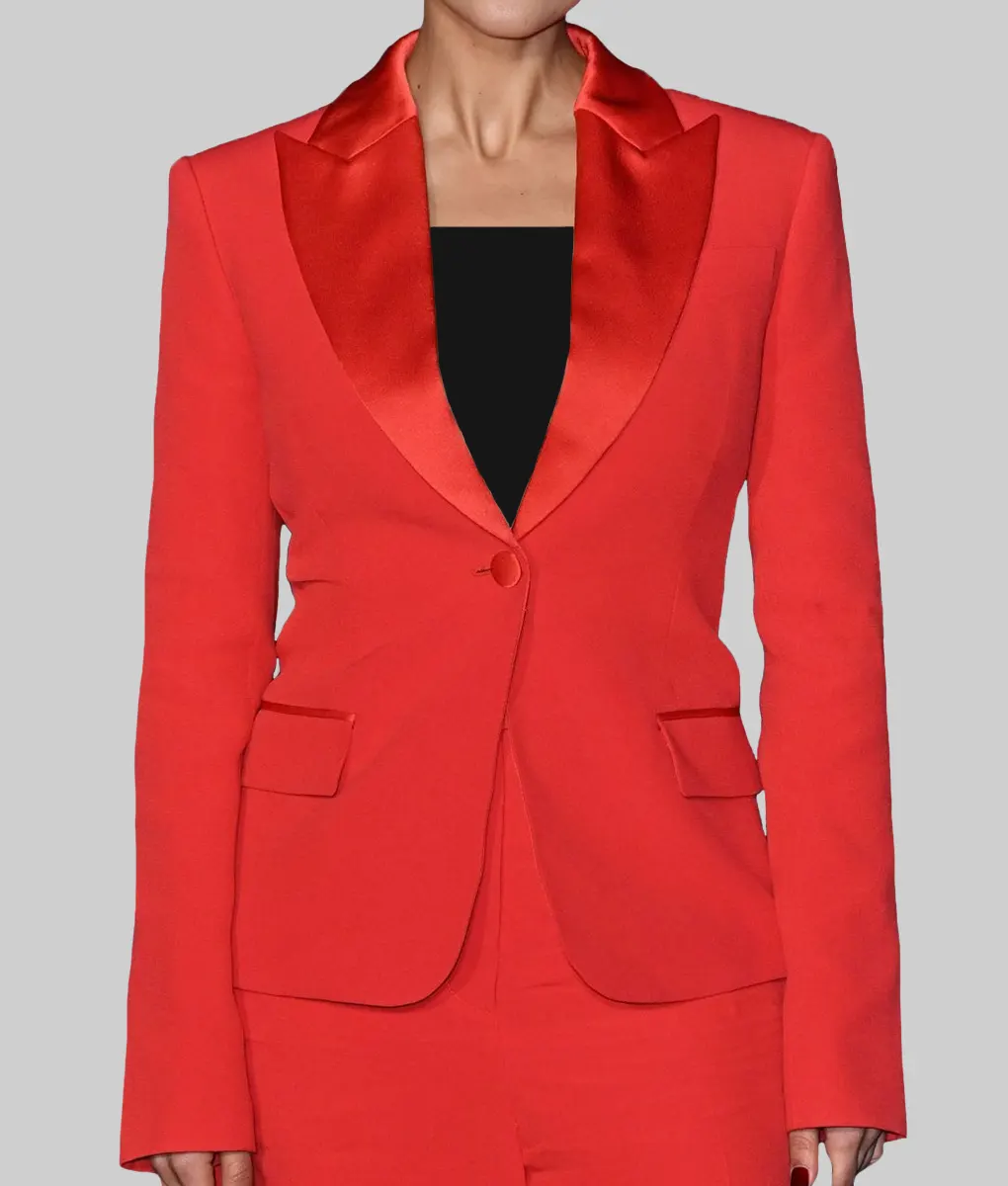 Nathalie Emmanuel Red Blazer-Front View