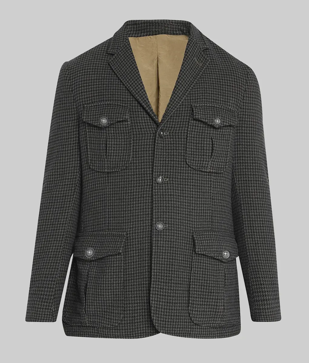 Sinners Michael B. Jordan Houndstooth Cotton Jacket-Generic