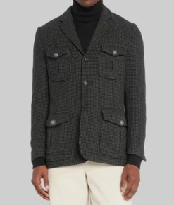 Sinners Michael B. Jordan Houndstooth Cotton Jacket-Front View