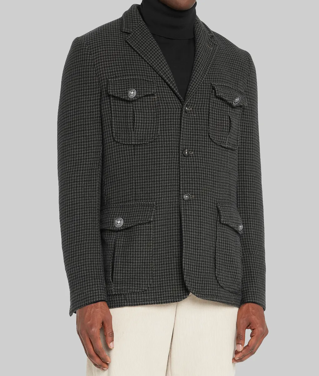 Sinners Michael B. Jordan Houndstooth Cotton Jacket-Side View