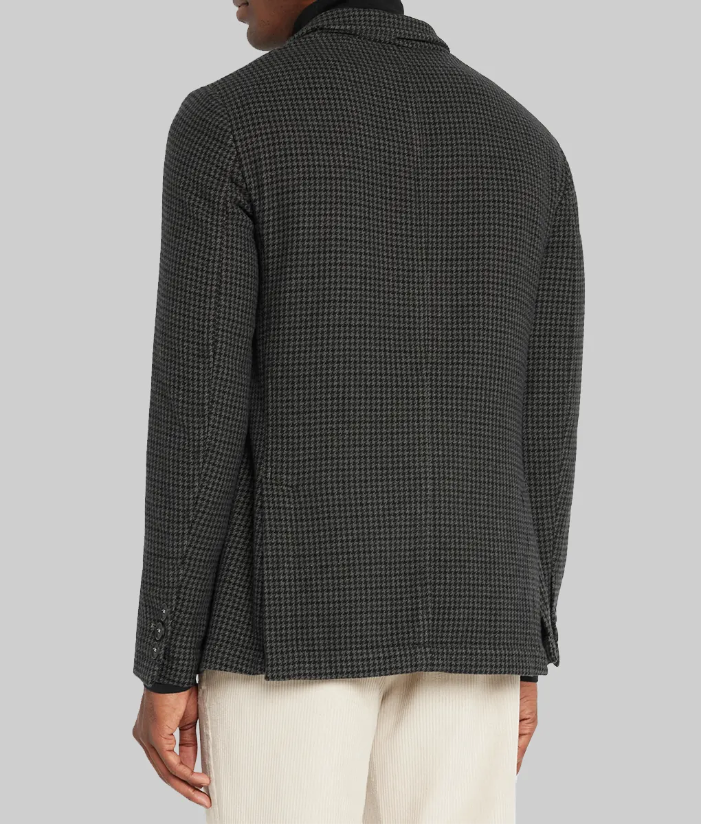 Sinners Michael B. Jordan Houndstooth Cotton Jacket-Back View