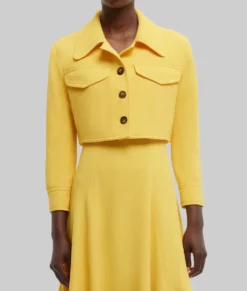 Amanda Seyfried Yellow Cropped Jacket-Front View