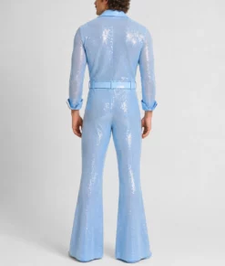 Benson Blue Sequin Jumpsuit-Back