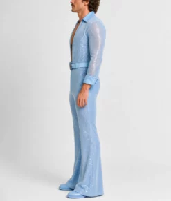 Benson Blue Sequin Jumpsuit-Side