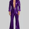 Benson Purple Sequin Jumpsuit-Front
