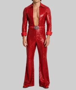 Benson Red Sequin Jumpsuit-Front