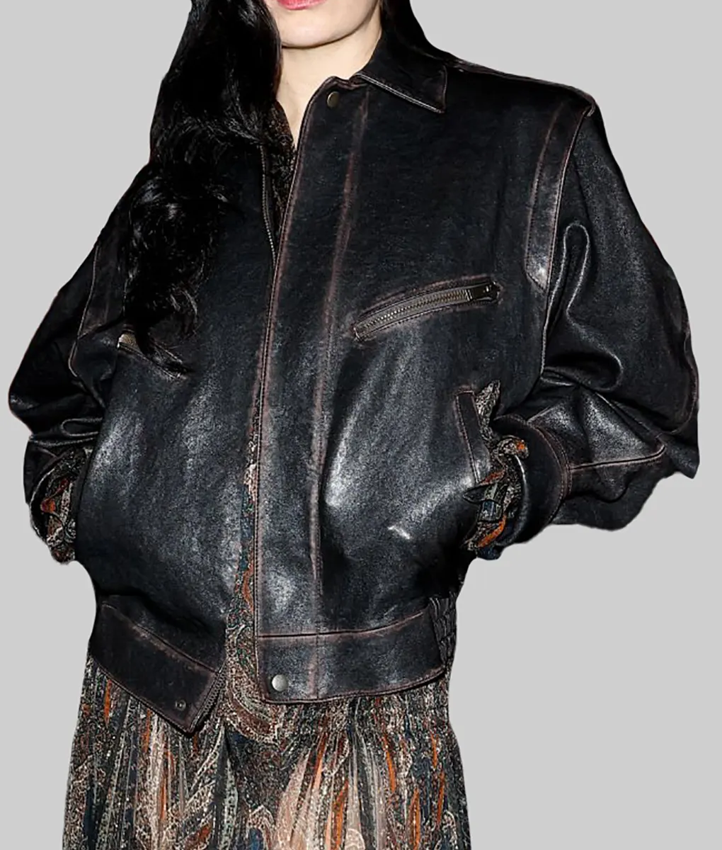 ちゃーりー① Fashion Show Charli XCX Black Leather Jacket | NYC Jackets