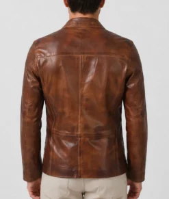 Dean Men's Brown Vintage Leather Blazer-Back