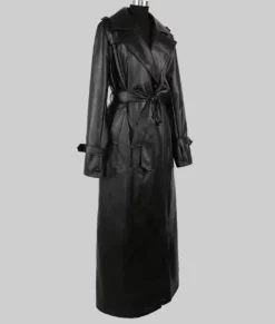 Eiza Gonzalez Black Leather Trench Coat-Generic