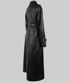 Eiza Gonzalez Black Leather Trench Coat-Generic