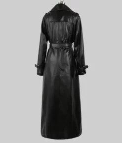 Eiza Gonzalez Black Leather Trench Coat-Generic