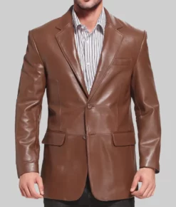 Matthew Men's Classic Brown Leather Blazer