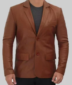 Paul Men's Leather Blazer in Brown NYC Jackets