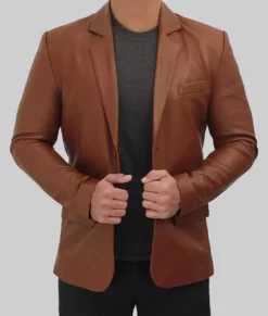 Paul Men's Leather Blazer in Brown NYC Jackets