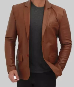 Paul Men's Leather Blazer in Brown NYC Jackets