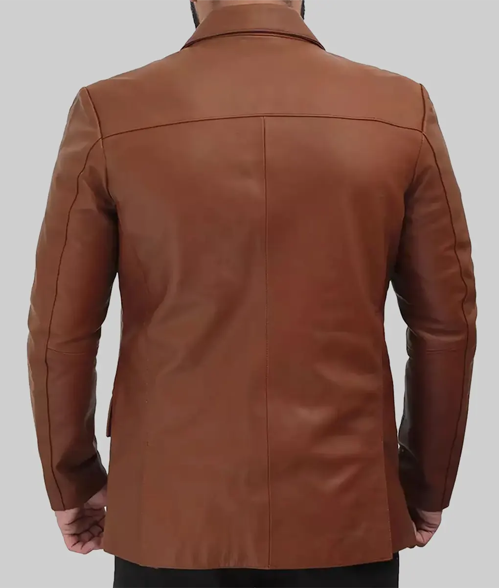 Paul Men's Leather Blazer in Brown NYC Jackets