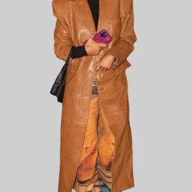 Tate Mcrae Brown Leather Coat | NYC Jackets
