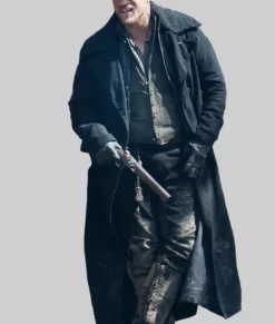 Tom Hardy Black Wool Trench Coat-Front View