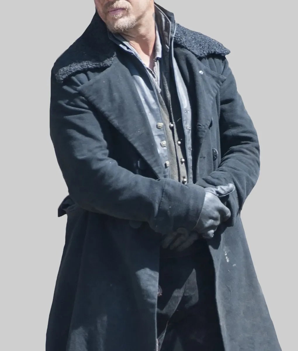Tom Hardy Black Wool Trench Coat-Side View