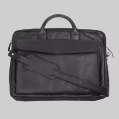 Black Leather Office Laptop Bag (5)