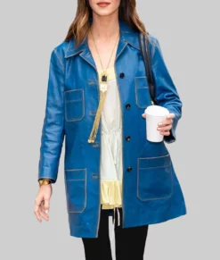 Daisy Edgar Blue Leather Jacket-Front