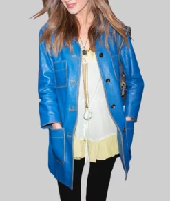 Daisy Edgar Blue Leather Jacket-Front