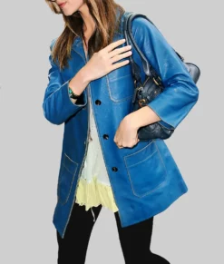 Daisy Edgar Blue Leather Jacket-Side