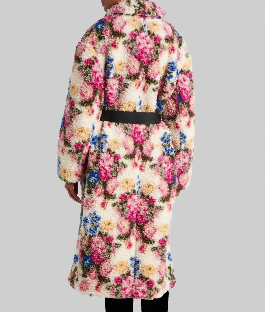 Elsbeth Carrie Preston Floral Print Teddy Coat-Back