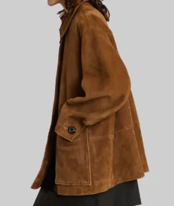 Emma Stone Brown Suede Jacket-Side