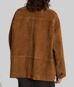 Emma Stone Brown Suede Jacket-Back