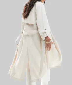 Jennifer Lopez White Belted Trench Coat-Back