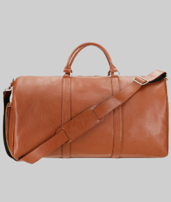 John Men's Light Brown Travel Leather Duffle Bag (9)