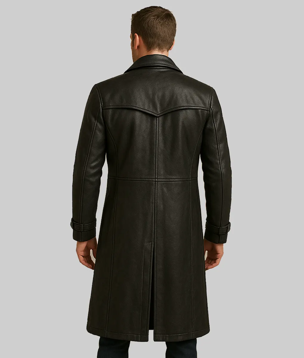 Justin Men's Black Leather Duster Coat – Duster Coat for Men | NYC