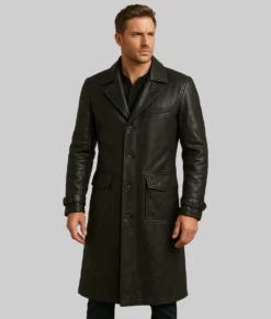 Justin Men's Black Duster Coat - Front