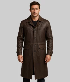 Justin Men's Brown Duster Coat - Front