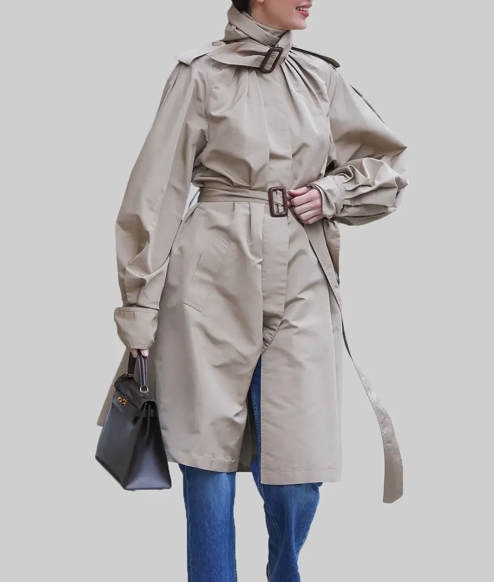 Kendall Jenner Belted Cotton Trench Coat-Front