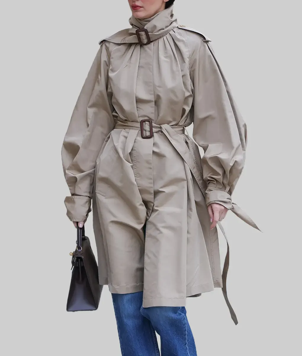 Kendall Jenner Belted Cotton Trench Coat-Side