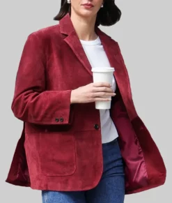 Kendall Jenner Red Suede Blazer-Side