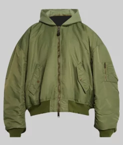 Kourtney Kardashian Oversized Hooded Bomber Jacket-Front