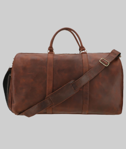 Stephen Men's Brown Travel Leather Duffle Bag (4)