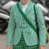 Emily In Paris Lily Collins Striped Blazer-Front
