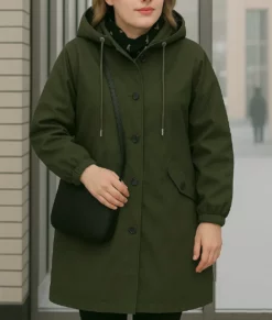 Happy Face Annaleigh Ashford Green Hooded Coat-Front