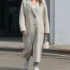 Joey King Light Grey Wool Coat-Front