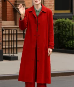 Margo's Got Money Troubles Elle Fanning Red Coat-Front